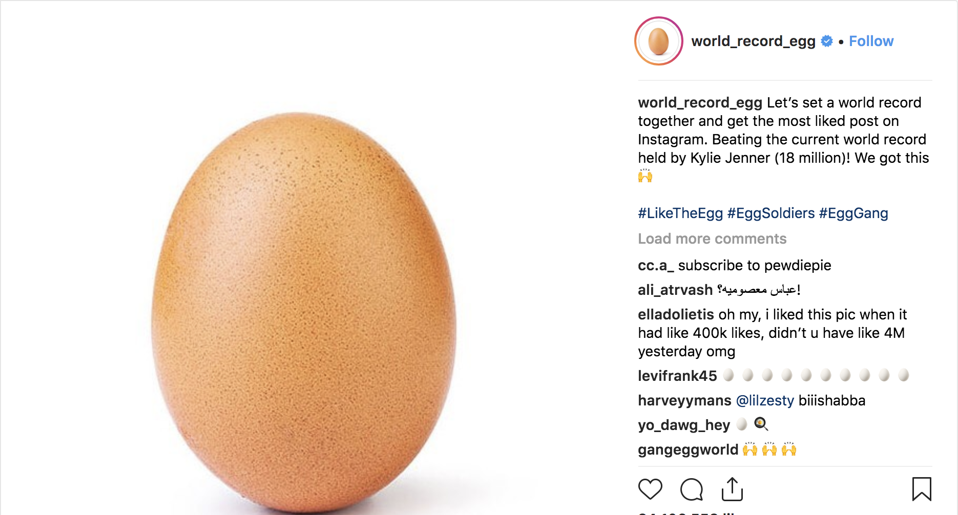 Egg Breaks Record For Most Liked Instagram Post Talking Points Memo