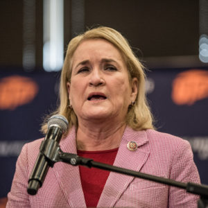 EL PASO, TX - SEPTEMBER 06: Rep. Sylvia Garcia speaks during a press conference at the University of Texas at El Paso on September 6, 2019 in El Paso, Texas. The House Judiciary Committee’s Subcommittee on Immigration and Citizenship is in El Paso for a field hearing focused on border issues and recent violence against immigrants in the United States. (Photo by Cengiz Yar/Getty Images)