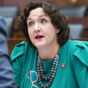 UNITED STATES - OCTOBER 22: Rep. Katie Porter, D-Calif., attends the House Financial Services Committee hearing titled “The End of Affordable Housing? A Review of the Trump Administration’s Plans to Change Housing Finance in America,” in Rayburn Building on Tuesday, October 22, 2019. (Photo By Tom Williams/CQ Roll Call),