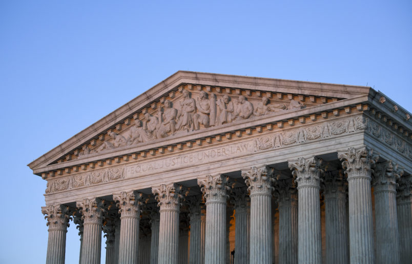 WASHINGTON, DC - MARCH 12:  The Supreme Court of the United States of America. The building, a classical Corinthian architectural style, was completed in 1935 with marble mined from Vermont used on the exterior and the four inner courtyards  are white Georgia marble.  (Photo by Jonathan Newton / The Washington Post)