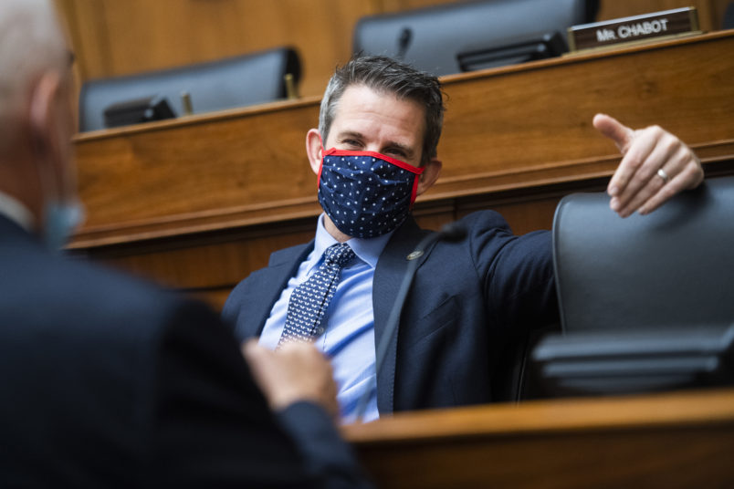UNITED STATES - JULY 29: Rep. Adam Kinzinger, R-Ill., attends a House Foreign Affairs Committee markup in Rayburn Building on Wednesday, July 29, 2020. (Photo By Tom Williams/CQ Roll Call)