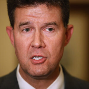 MONTGOMERY, AL - DECEMBER 12:  John  Merrill, Secretary of State of Alabama, speaks to the media in the Capitol building about the possible recount to determine the winner between Republican Senatorial candidate Roy Moore and his Democratic opponent Doug Jones on December 12, 2017 in Montgomery, Alabama. Mr. Moore and Mr. Jone are locked in a race that is too close to call in the special election to replace Attorney General Jeff Sessions in the U.S. Senate.  (Photo by Joe Raedle/Getty Images)