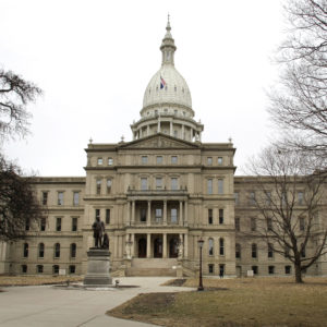 LANSING, MI - MARCH 17: The Michigan State Capital building is shown March 17, 2008 in Lansing, Michigan. Negotiations for a re-vote Michigan primary are continuing between the Democratic National Comittee, the Michigan legislature, and the two democratic presidential candidates. (Photo by Bill Pugliano/Getty Images)