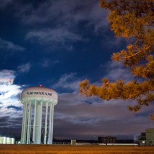 FLINT, MI - JANUARY 23: The City of Flint Water Plant is illuminated by moonlight on January 23, 2016 in Flint, Michigan. Flint's contaminated water supply has led to the city having a federal state of emergency declared. (Photo by Brett Carlsen/Getty Images) *** Local Caption ***